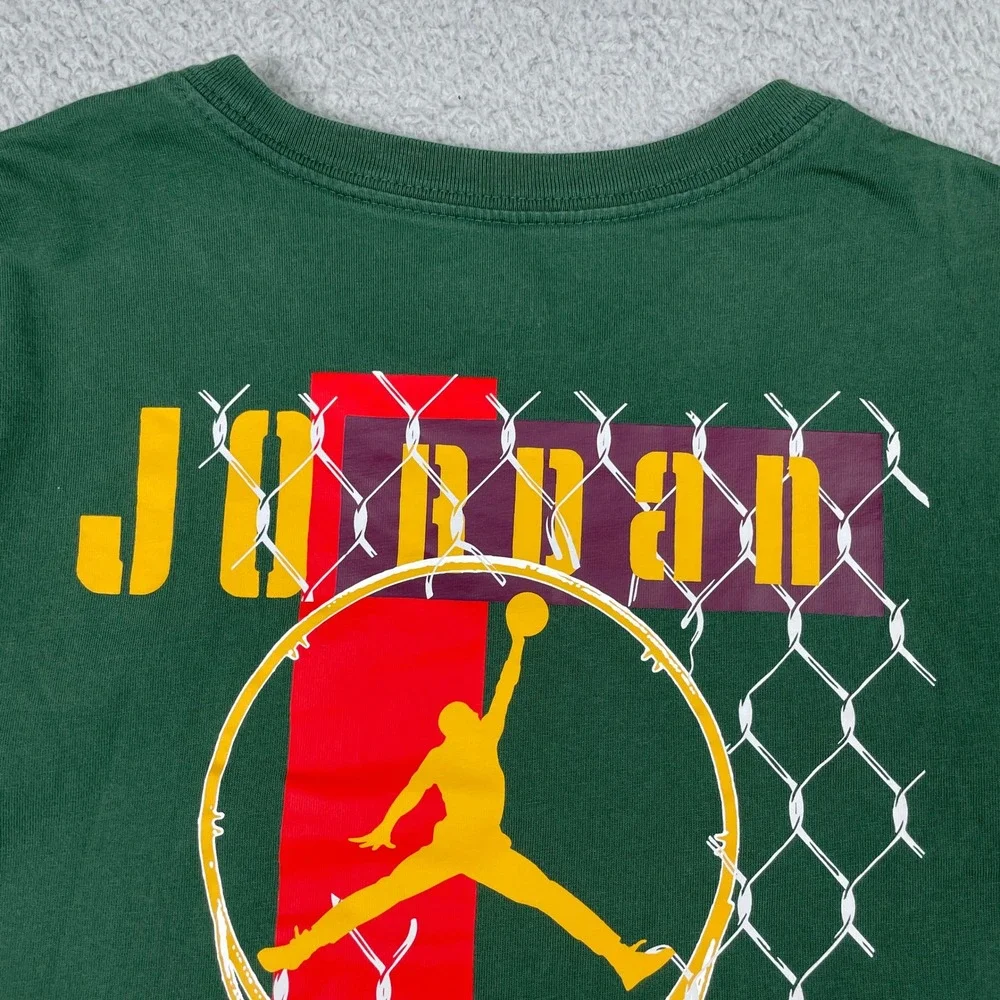 Jordan Jumpman T-Shirt Mens Large Green Long Sleeve Chain Link DV7756-333